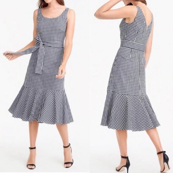 J. CREW Dresses & Skirts - J. CREW Gingham Ruffle Midi Dress Size 6 NWT